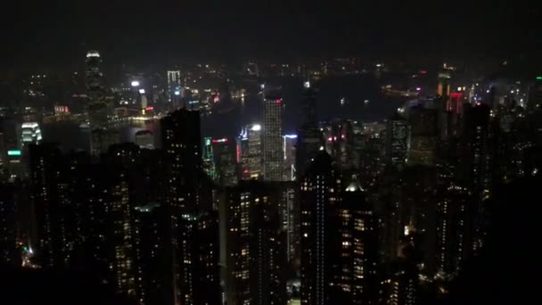 Hong Kong, Kína, Victoria Peak éjjel — Stock videók