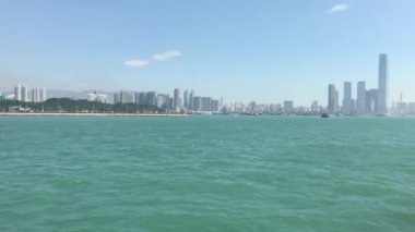 Hong Kong, Çin, Binanın kenarında bir tabela