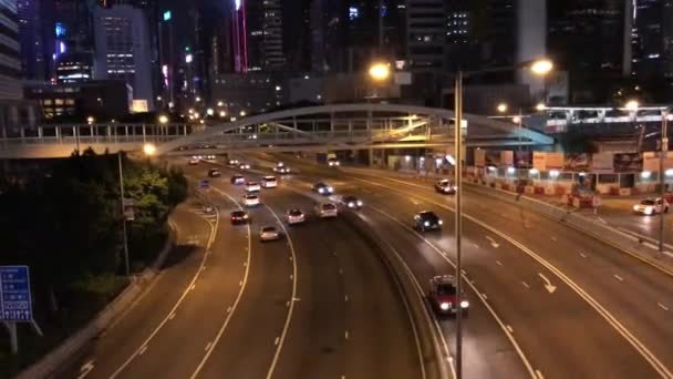 Hong Kong, Cina, Veduta notturna di una città — Video Stock