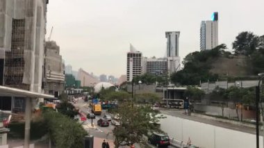 Hong Kong, Çin, işlek bir caddeye yakın çekim.