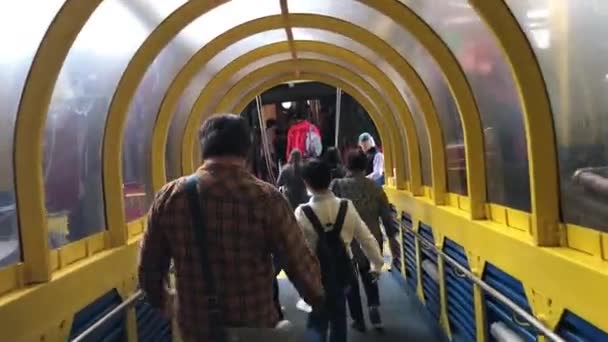 Hong Kong, Čína, 20. listopadu 2016: Osoba stojící před autobusem — Stock video