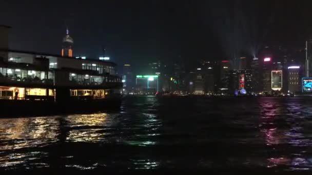 Hong Kong, China, A lit up city at night — Stock Video