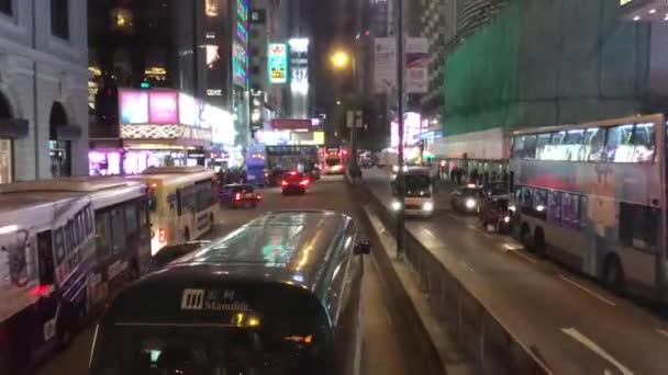 香港、中国、街の通りのバス — ストック動画
