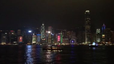 Hong Kong, Çin, Gece bir şehir manzarası