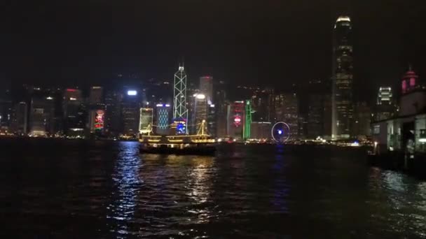 Hong Kong, China, Una ciudad por la noche — Vídeo de stock