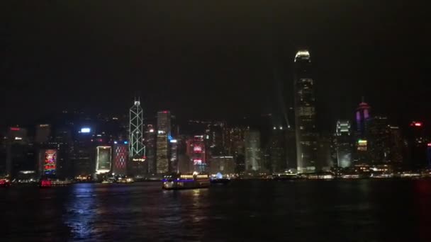 Hong Kong, Chiny, Widok na miasto nocą — Wideo stockowe