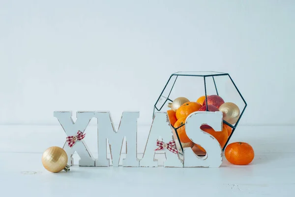 Kerst Patroon Kerst Mandarijnen Witte Achtergrond — Stockfoto