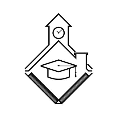 Evde ya da evde çalışma ikonu düz vektör tasarımında soyut öğrenme. Online eğitim konsepti. beyaz arkaplanda izole