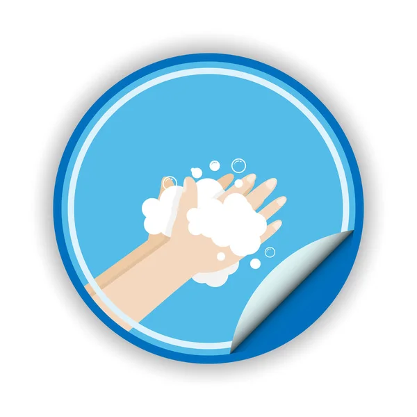 Het Wassen Van Hand Sticker Vector Ontwerp Geïsoleerd Van Achtergrond — Stockvector