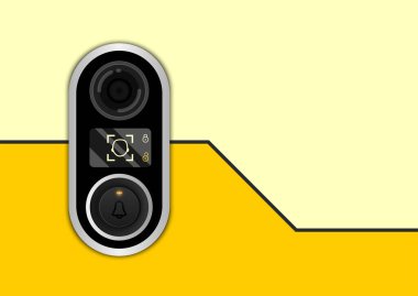 Yüz tanıma güvenlik vektör tasarımlı akıllı video kapı zili.