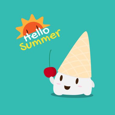 Dondurma külahı karikatürü üzerinde 