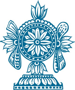 Lord Venkateshwara 'nın ya da Balaji İşareti ve Sembollerinin Çizimi ya da Çizimi Düzenlenebilir Vektör Resimleri