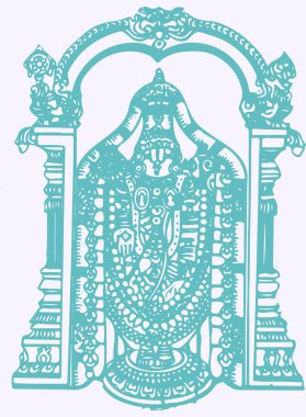 Lord Venkateshwara ya da Balaji vektör çizimi. Düzenlenebilir Tasarım Elemanı