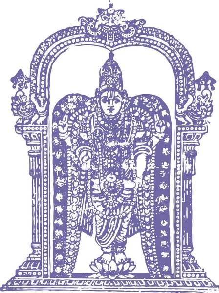 Рисунок Эскиз Векторной Линии Лорда Венкатешвары Баладжи Элемент Дизайна Стола — стоковый вектор