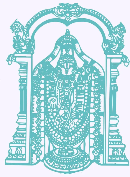 Zeichnung Oder Skizze Von Lord Venkateshwara Oder Balaji Vektor Line — Stockvektor