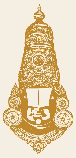 Dibujo Boceto Tirumala Tirupati Dios Señor Venkateshwara Srinivasa Esquema Editable — Vector de stock