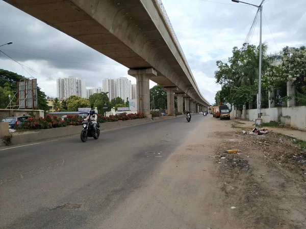 Bangalore Karnataka Índia Jun 2020 Bela Vista Namma Metro Busy — Fotografia de Stock