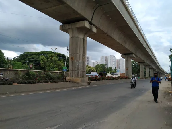 Bangalore Karnataka Índia Jun 2020 Bela Vista Namma Metro Busy — Fotografia de Stock