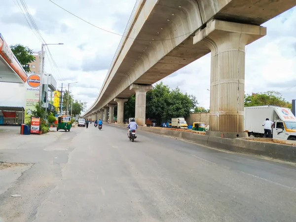 Bangalore Karnataka Índia Jun 2020 Bela Vista Namma Metro Busy — Fotografia de Stock