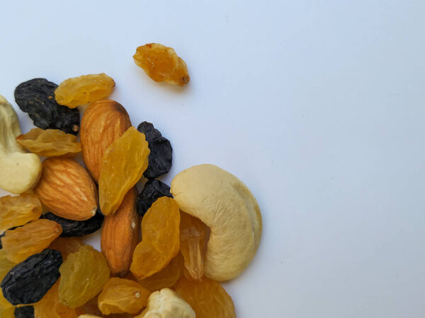 Dry Fruits and Nuts Pile isolated in a white background