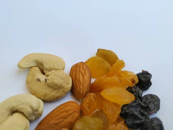 Dry Fruits Nuts Pile Isolated White Background — Stock Photo, Image
