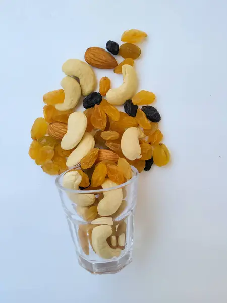 Trail Mix Aus Trockenfrüchten Und Nüssen Wie Rosinen Mandel Cashew — Stockfoto