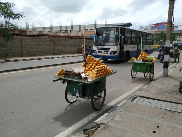 Bangalore Karnataka India Jun 2020 Closeup Roadside Selling Mango Cart — Stock fotografie