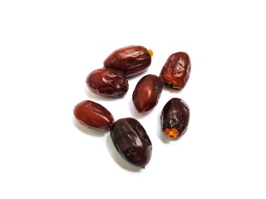 Ham Kuru Tarihlerin Kapanışı Kahverengi Meyve Beyaz Arkaplanda İzole