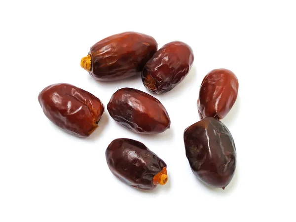 Nahaufnahme Von Raw Dry Dates Brown Color Fruit Isoliert Auf — Stockfoto