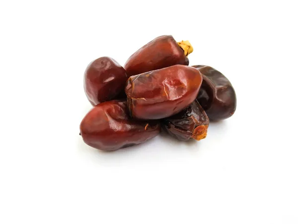 Nahaufnahme Von Raw Dry Dates Brown Color Fruit Isoliert Auf — Stockfoto