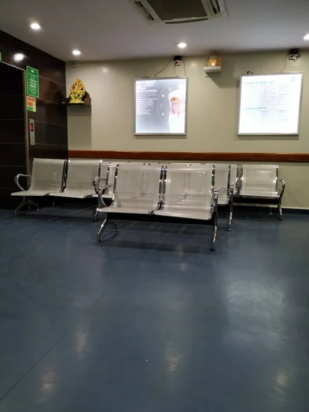 Bangalore Karnataka India January 2019 Closeup Empty Steel Chairs Entrance — 图库照片