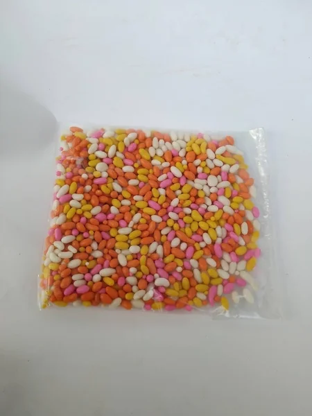 Primo Piano Plastica Confezione Bocca Rinfrescante Zucchero Rivestito Semi Finocchio — Foto Stock