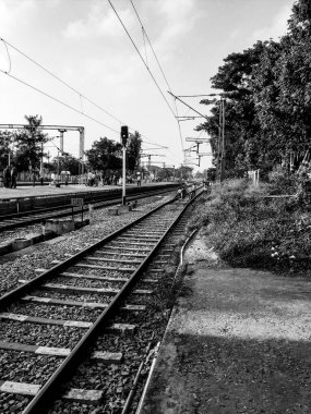 Bangalore, Karnataka / Hindistan-08-2019: Kengeri, Platform ve Tren İstasyonu 'nun güzel Hint tren istasyonu manzarası