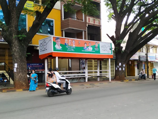 バンガロール カルナータカ州 2020年7月18日 バンガロールのCovid Lockdownによる空のバススタンドと道路の閉鎖 — ストック写真