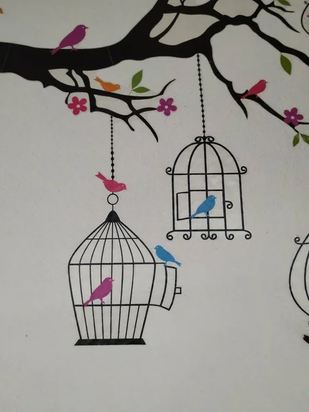 Bangalore Karnataka India Червня 2020 Closeup Silhouette Birds Cage Wall — стокове фото