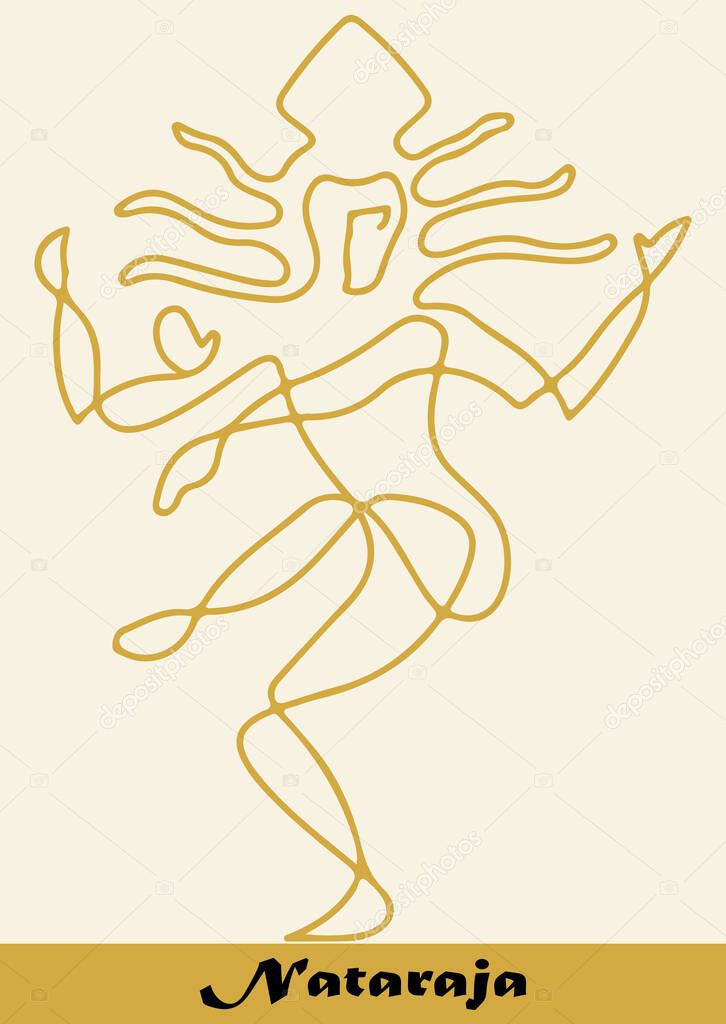 Abstract Drawing or Sketch of Dancing Outline of Lord Shiva. Nataraja or Eshwara Dance Pose
