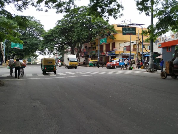 班加罗尔 Karnataka India July 2020 Closeup Empty Road Due Covid — 图库照片