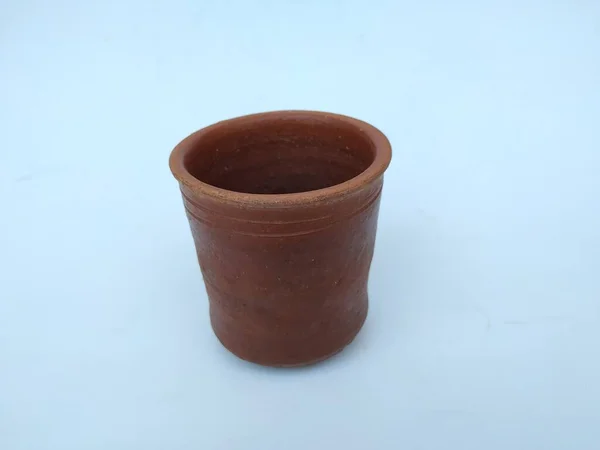 Szekrény Üres Kézzel Készült Homok Vagy Clay Red Glass Elszigetelt — Stock Fotó