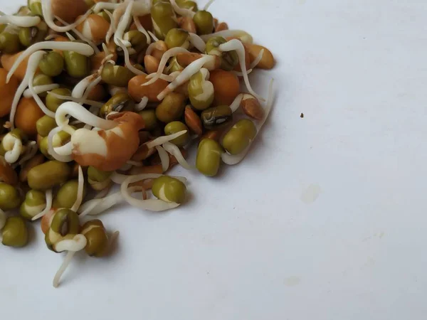 Close Van Indiase Food Seed Raw Sprouts Cuisine Texturen Geïsoleerd — Stockfoto