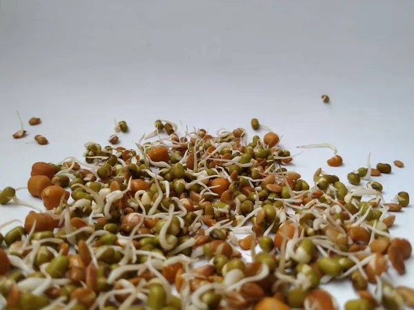 Closeup Indian Food Seed Raw Sprouts Cuisine Textures Isolated White — Stock Photo, Image