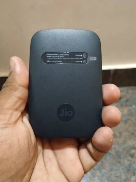 Bangalore Karnataka India Jul 2020 Closeup Jiofi Dongle Packed Box — Stock Photo, Image