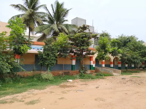 Bangalore Karnataka Índia Aug 2020 Encerramento Bela Atmosfera Prédio Escola — Fotografia de Stock