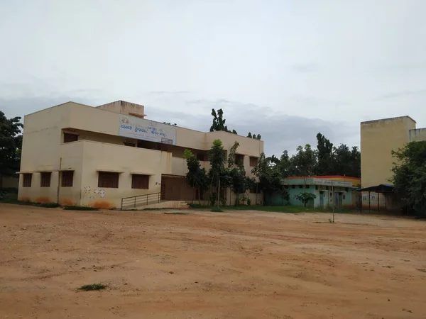 Bangalore Karnataka Índia Aug 2020 Encerramento Bela Atmosfera Prédio Escola — Fotografia de Stock