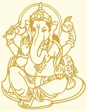 Hindu tanrısının çizimi veya çizimi, Lord Ganesha vektör düzenlenebilir çizim çizimi
