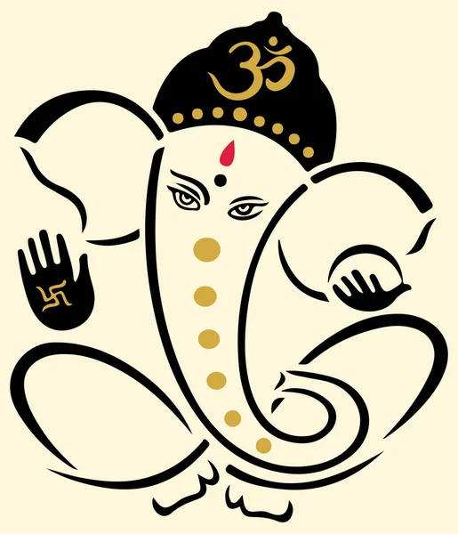 Dessin Croquis Dieu Hindou Illustration Vectorielle Contour Modifiable Lord Ganesha — Image vectorielle