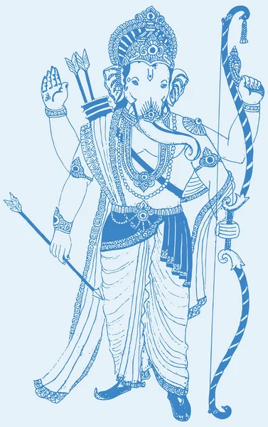 Zeichnung Oder Skizze Von Lord Ganesha Einer Lord Rama Pose — Stockvektor