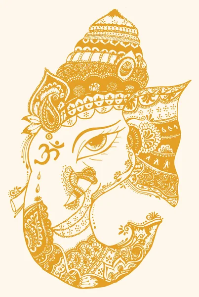 Kresba Nebo Skica Lorda Ganesha Dekorativní Tvář Madhubani Art Vector — Stockový vektor