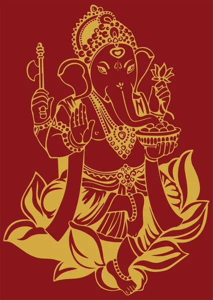 Dibujo Boceto Del Señor Ganesha Sentado Esquema Editable Vector Ilustración — Archivo Imágenes Vectoriales