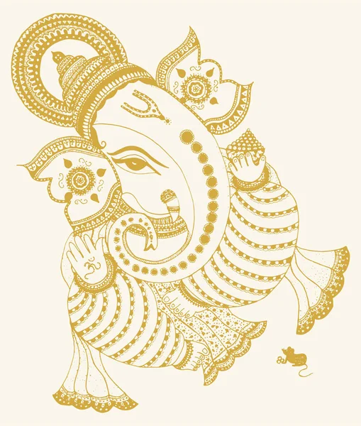 Desenho Esboço Lord Ganesha Rato Esboço Editável Vector Ilustração —  Vetores de Stock