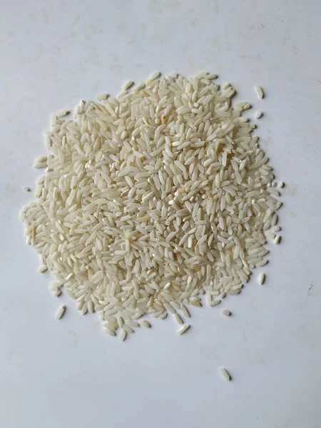 Closeup White Rice Heap Cuisine Isolated White Background — Stock Photo, Image